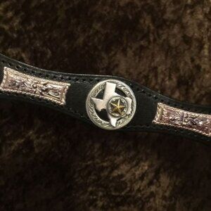 MEN'S TEXAS WESTERN CONCHO COWHIDE LEATHER RODEO COWBOY BELT BASKET WEAVE